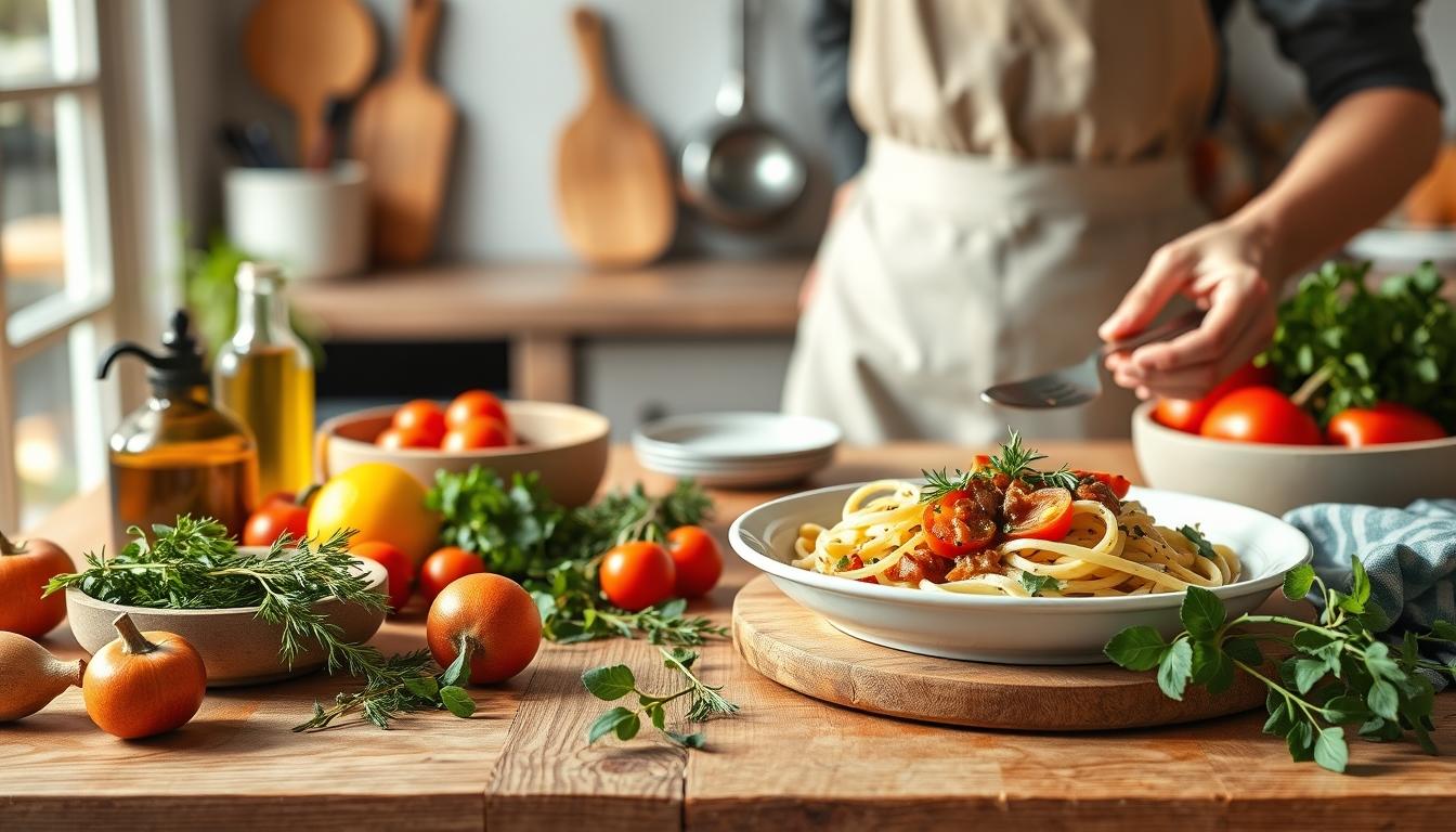 Comforting family dinner served at home