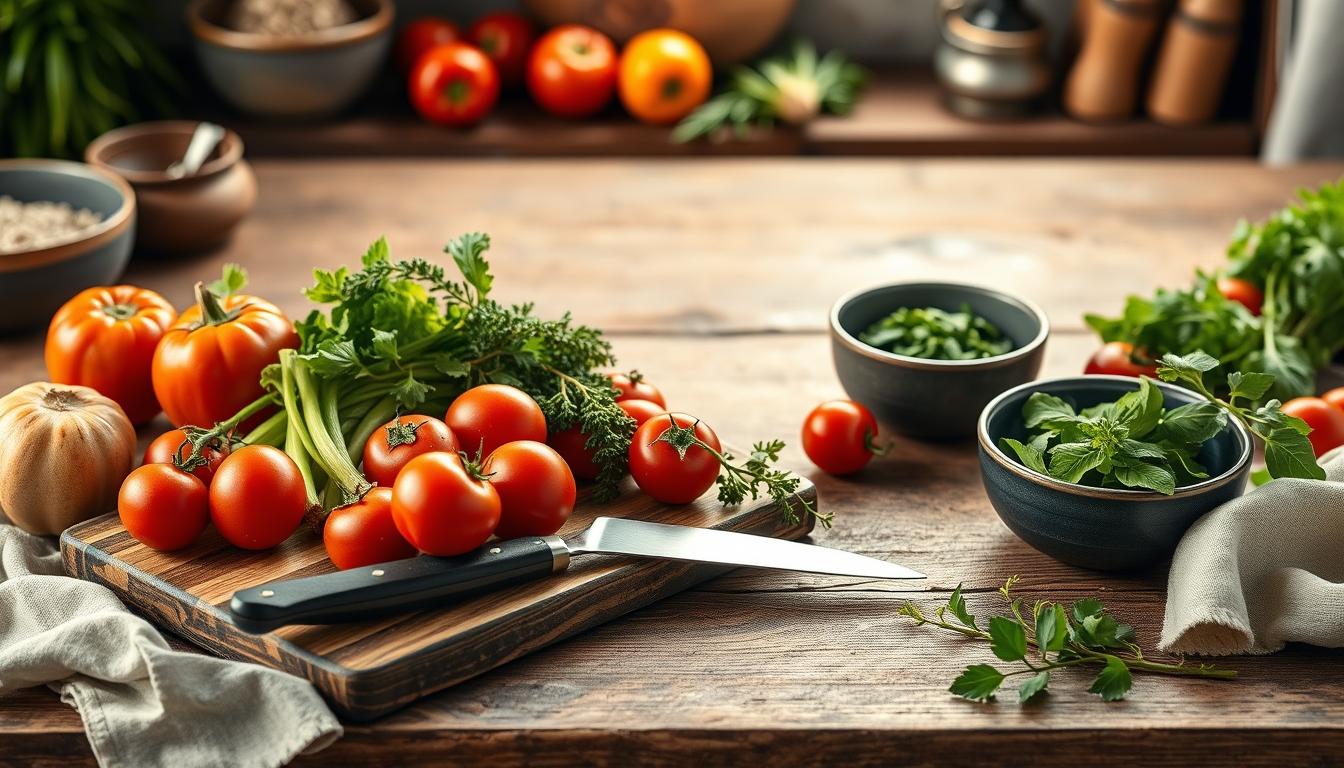 Fresh ingredients for healthy home cooking